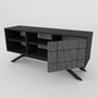 Hanah Home Soporte de TV Negro y Mármol con Diseño Industrial